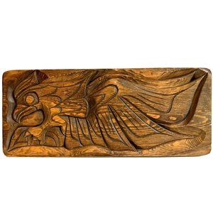Northwest Pacific Coast Canadian Native First Nations EAGLE Carved Wood SIGNED